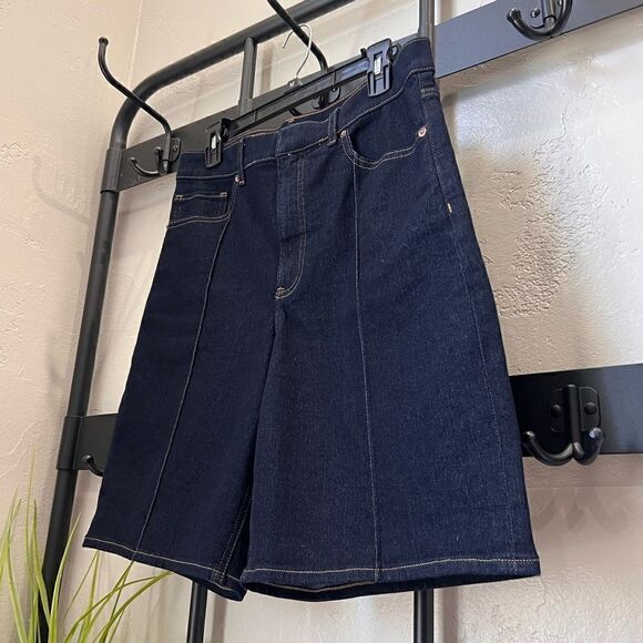 Express 90’s Bermuda high rise jean shorts Dark Wash denim Size 10 - Picture 6 of 16